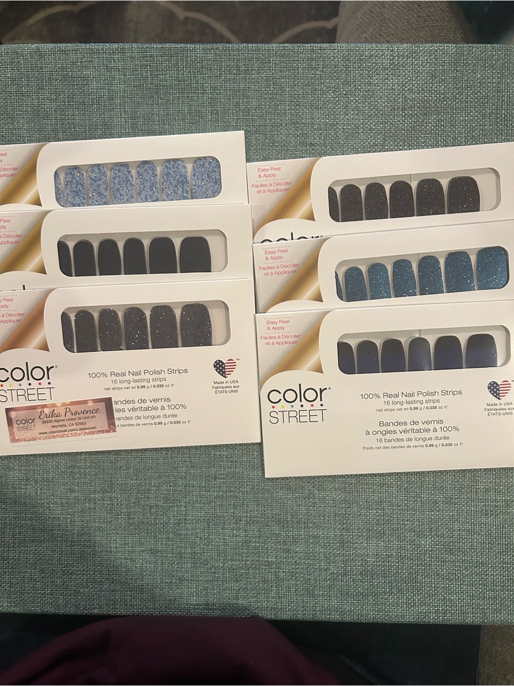 Color Street Nail Polish Strips Lot of 6 Blue Gray Glitter NWT